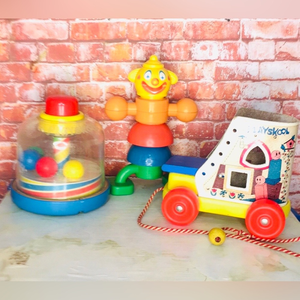 Vintage Play School Three Piece Collectible Toy Lot